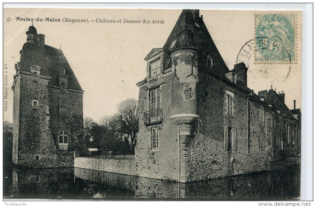 CPA 53 MESLAY DU MAINE CHATEAU ET DOUVES DES ARCIS 1904 - Meslay Du Maine