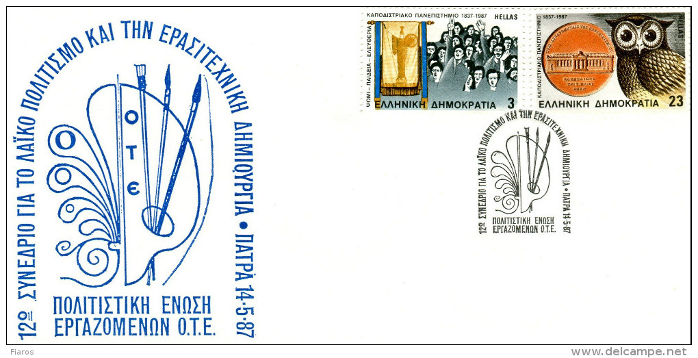 Greece-Greek Commemorative Cover W/ "12th Congress On Popular Culture And Amateur Creation" [Patras 14.5.1987] Postmark - Maschinenstempel (Werbestempel)