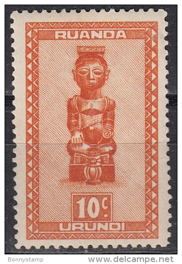 Ruanda-Urundi, 1931/38 - 10c Masks Of Baluba Tribe - Nr.90 MNH** - Gebruikt