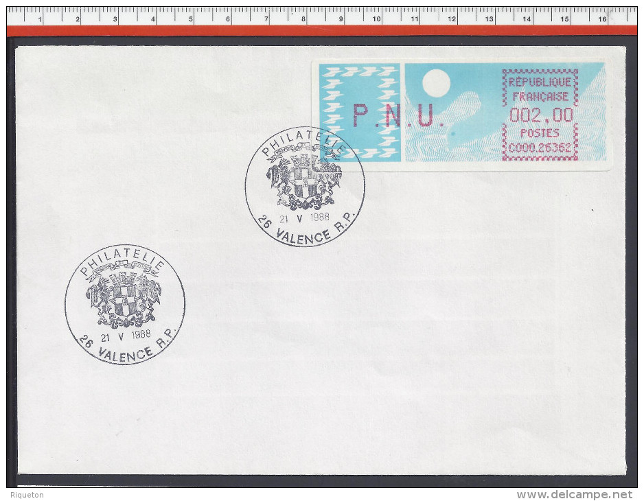 FR - 1988 -  2 ENVELOPPES AVEC TIMBRES DISTRIBUTEURS P.N.U Et LETTRE - - 1988 Type « Comète »