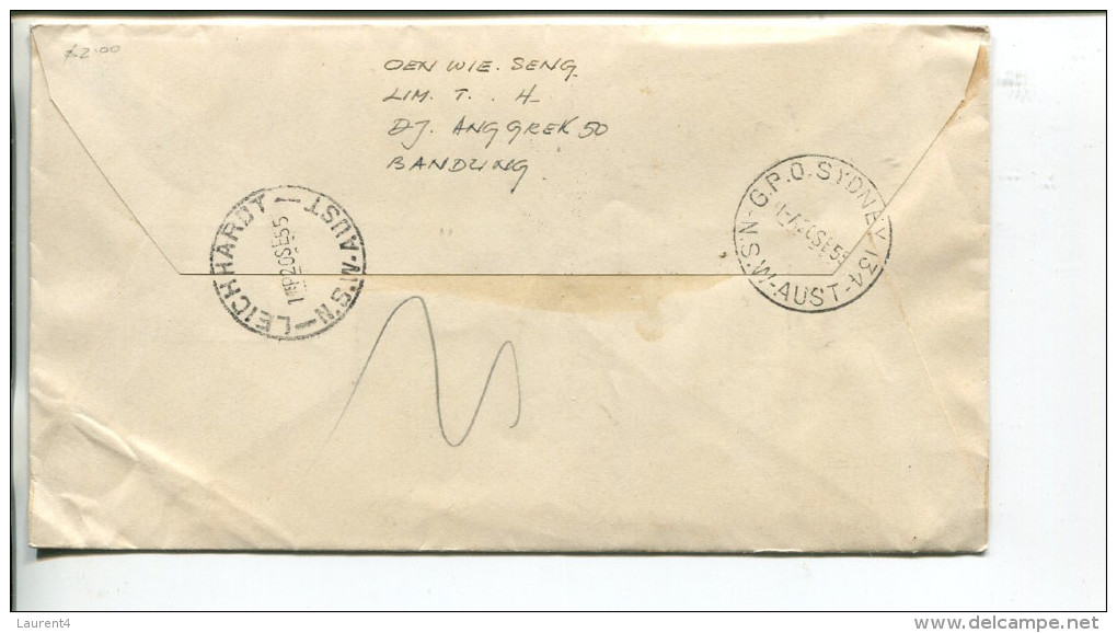 (001) Registered Cover Cover Posted From Indonesia To Australia - 1955 - Otros & Sin Clasificación