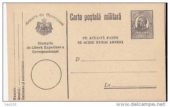 KING CHARLES 1ST, MILITARY PC STATIONERY, ENTIER POSTAUX, UNUSED, ROMANIA - Brieven En Documenten