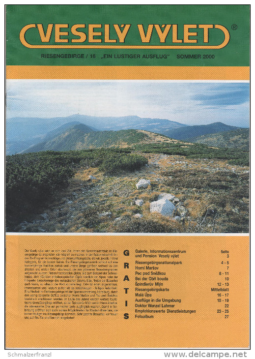 Zeitschrift Vesely Vylet Ein Lustiger Ausflug Riesengebirge Nr. 16 Sommer 2000 Saisonzeitschrift Dunkelthal Petzer Aupa - Tchèquie