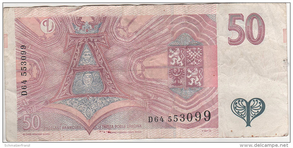 Banknote Geldschein CESKA REPUBLICA Tschechien 50 Korun Kronen 1997 D 64 553099 Cesky Narodni Banka - Tchéquie