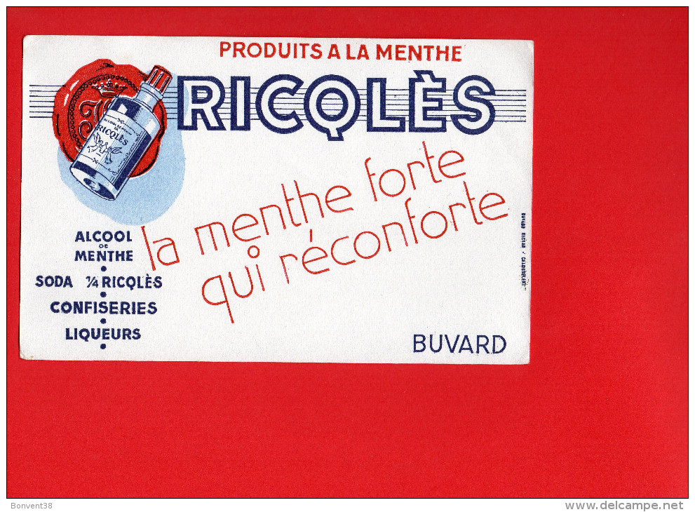 BUVARD - RICQLES - La Menthe Forte Qui Réconforte - Liquor & Beer