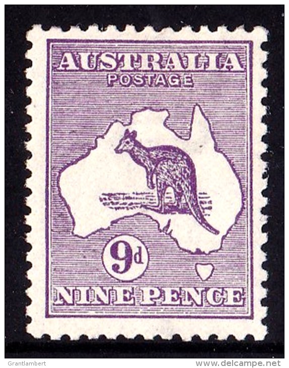 Australia 1913 Kangaroo 9d Violet 1st Wmk MH Listed Variety - Mint Stamps