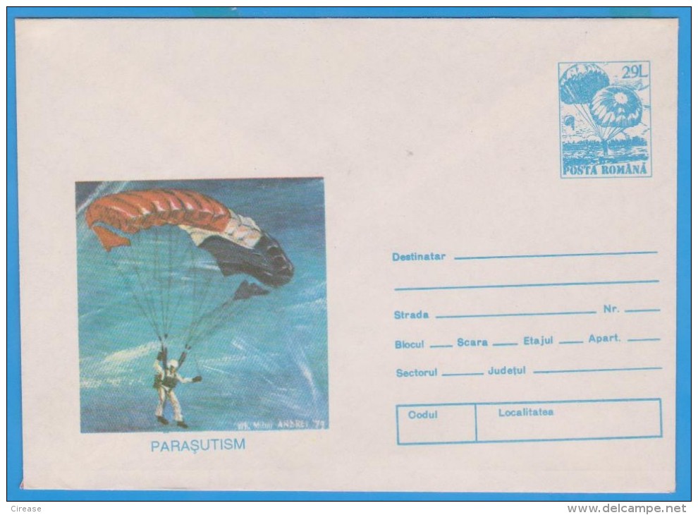 PARACHUTTING ROMANIA POSTAL STATIONERY - Parachutespringen