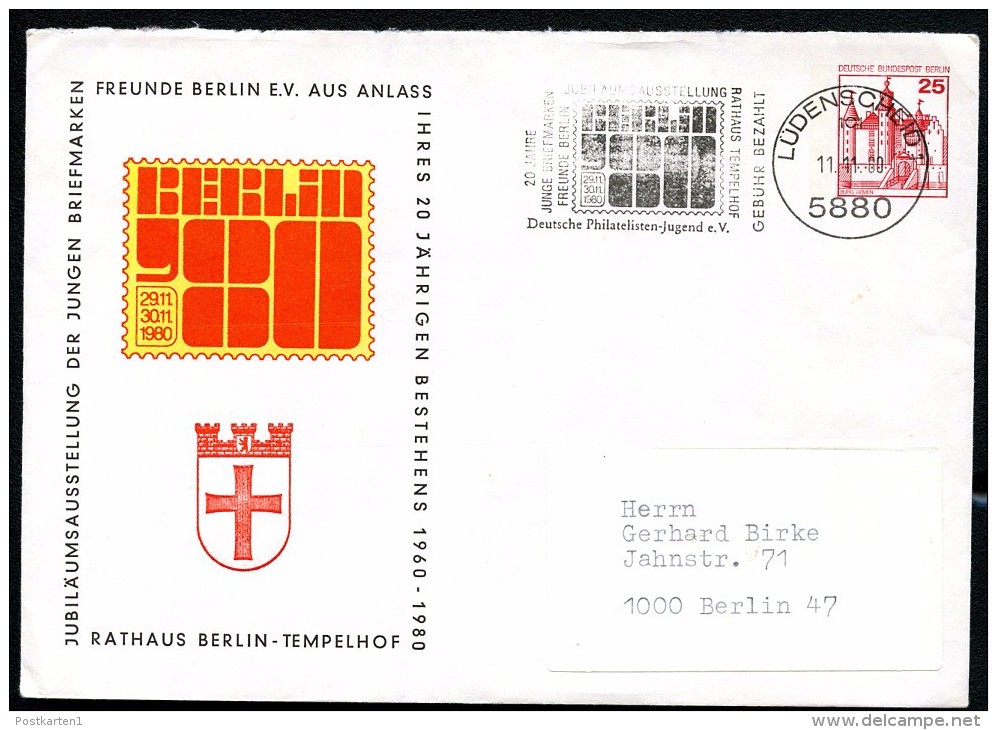 BERLIN PU67 D2/002 Privat-Umschlag AUSSTELLUNG TEMPELHOF Gebraucht Lüdenscheid 1980  NGK 4,00 € - Private Covers - Used