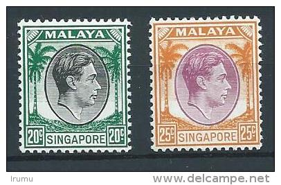 Singapore: 1948/52 20c  And 25c [both Perf: 14] MH (SN 2490) - Singapore (...-1959)