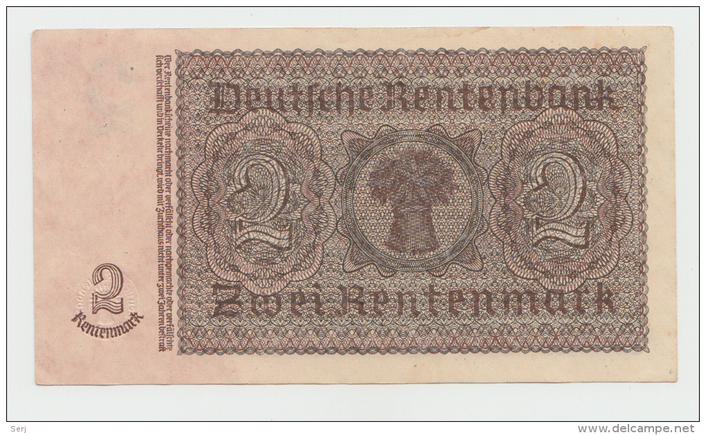 Germany 2 Rentenmark 1937 AUNC- CRISP Pick 174b 174 B - Sonstige & Ohne Zuordnung