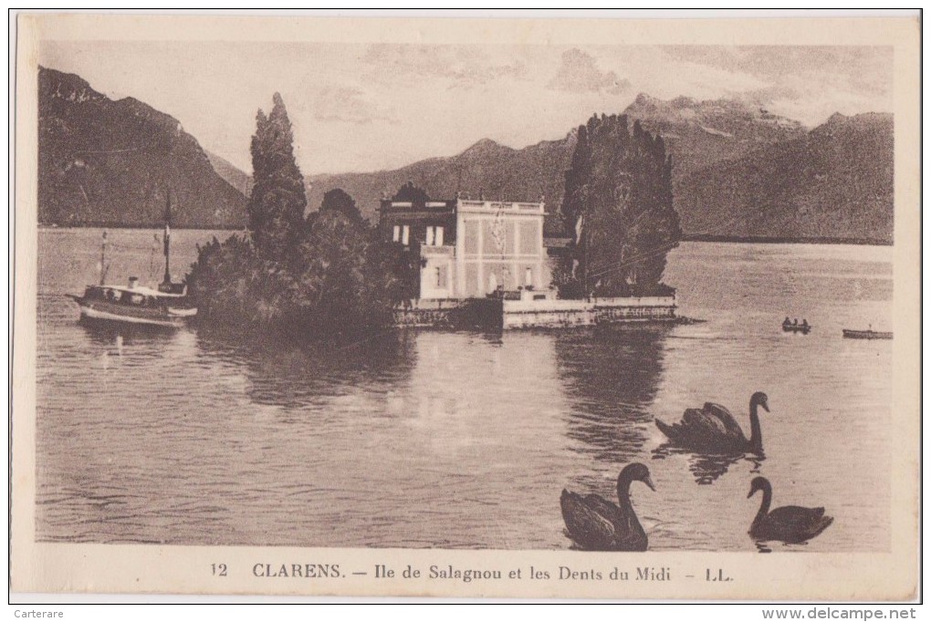 SUISSE,SCHWEIZ,SVIZZERA,SWITZERLAND,HELVETIA,SWISS ,VAUD,MONTREUX,CLARENS EN 1930,ile Salagnou - Montreux