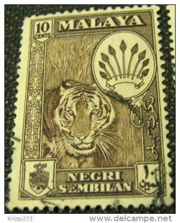 Negri Sembilan 1957 Tiger 10c - Used - Negri Sembilan