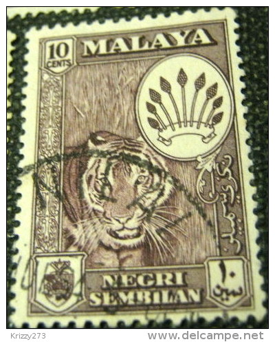 Negri Sembilan 1957 Tiger 10c - Used - Negri Sembilan