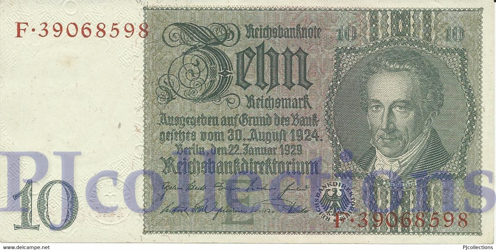 GERMANY 10 REICHMARK 1929 PICK 180a AU/UNC - Sonstige & Ohne Zuordnung