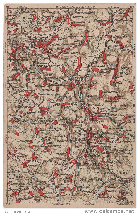 Litho AK Kartographische Wona Karte Blatt 925 Vogtland Reichenbach Lengenfeld Auerbach Falkenstein Treuen Rodewisch - Falkenstein (Vogtland)