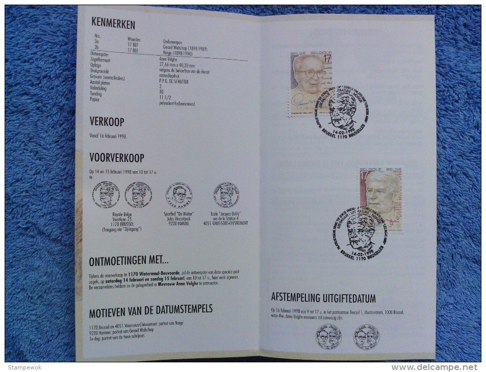1998 Belgium - Belgian Literature - Pre-Sale Folder / FDC (see Description) - 1991-2000