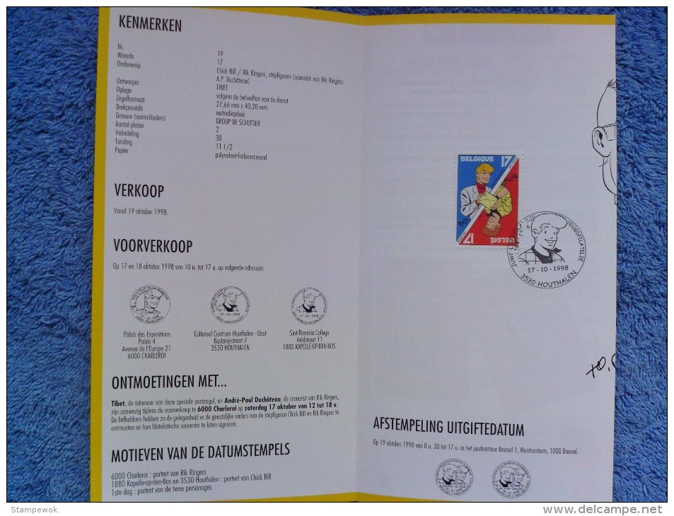 1998 Belgium - Youth Philately - 50th Anniv. Cartoons By 'Tibet'  - Pre-Sale Folder / FDC (see Description) - 1991-2000