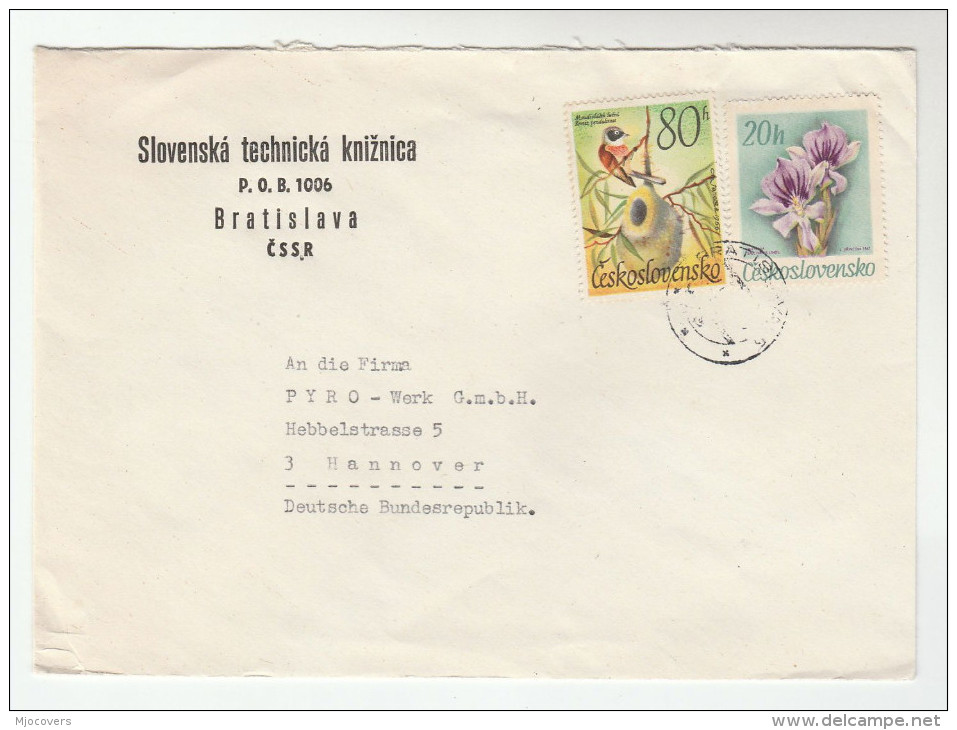 CZECHOSLOVAKIA COVER Stamps ORCHID Flower BIRD  To Germany Flowers Orchids Birds - Cartas & Documentos