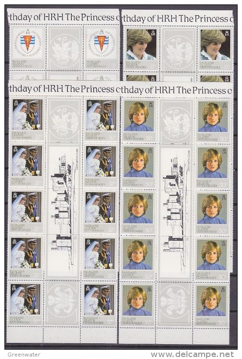 Falkland Islands Dependencies 1982 Princess Diana 4v Strip 5x Gutter ** Mnh (F3179) - South Georgia