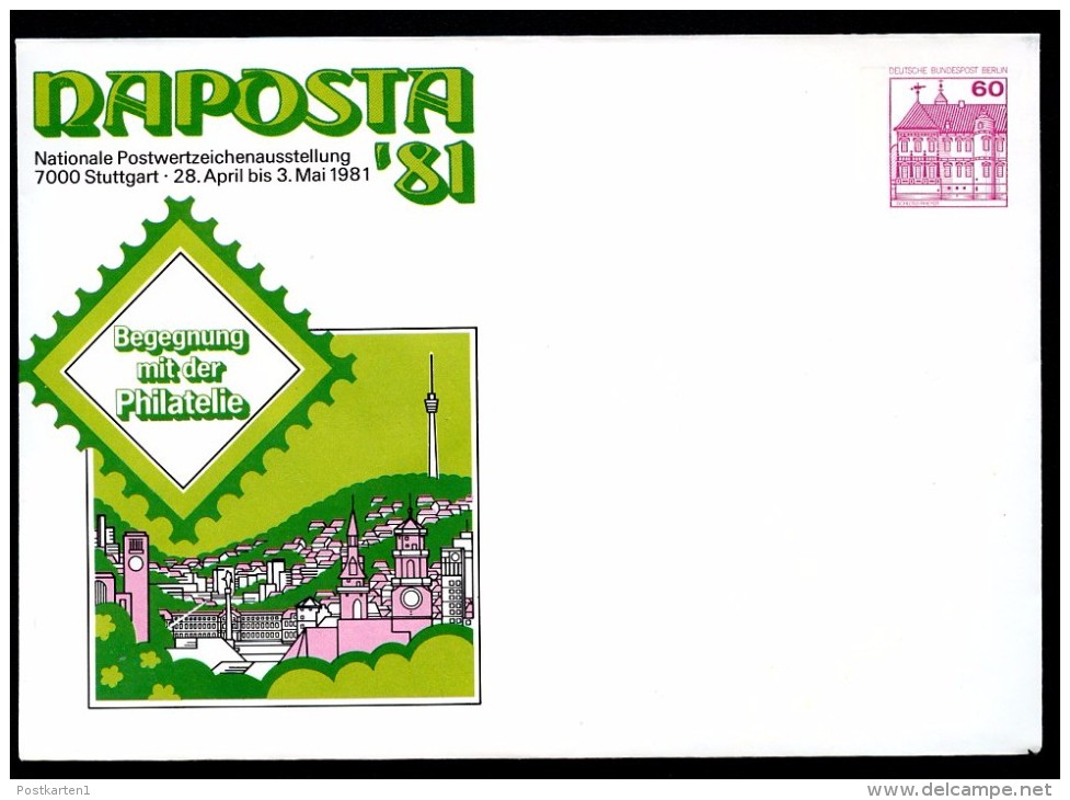 BERLIN PU75 D2/004a Privat-Umschlag NAPOSTA STUTTGART ** 1981  NGK 4,00 € - Enveloppes Privées - Neuves