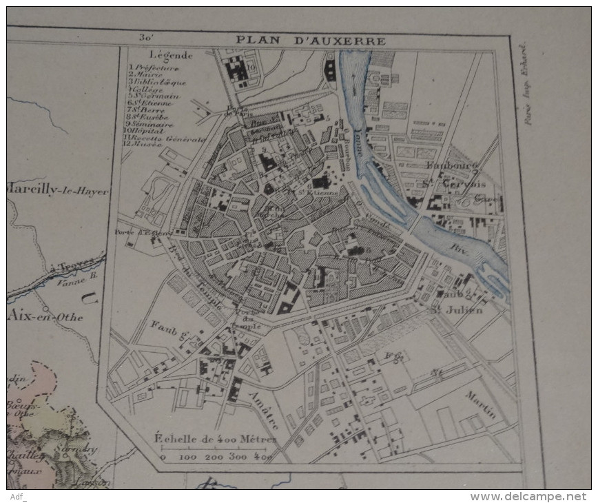 @ ANCIENNE CARTE ETAT MAJOR DEPARTEMENT 89 YONNE AVANT LA GUERRE 14 PLAN D' AUXERRE - Geographische Kaarten