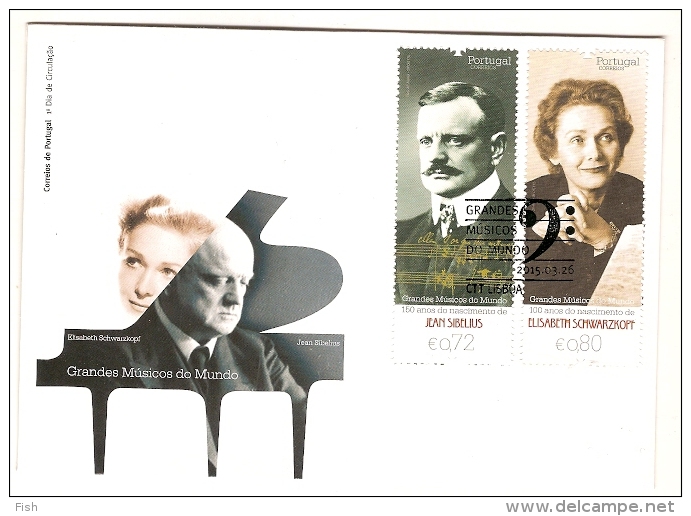 Portugal & FDC Grandes Músicos Do Mundo, Jean Sibelius E Elisabeth  Schwarzkopf 2015 - Sänger