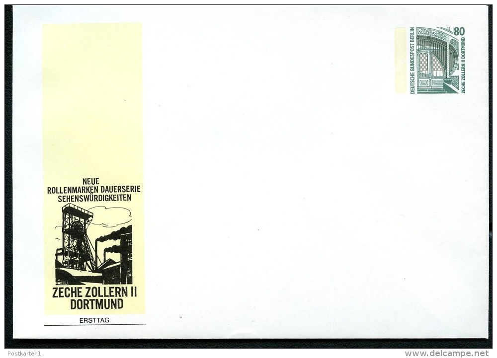 BERLIN PU139 B1/001a Privat-Umschlag ZECHE ZOLLERN DORTMUND ** 1987 NGK 4,00 € - Privé Briefomslagen - Ongebruikt