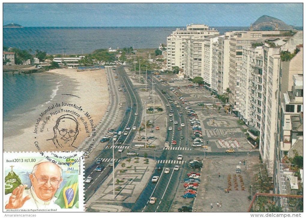 CARTE MAXIMUM - MAXIMUM CARD - BRÉSIL/BRAZIL - VISIT DU PAPE FRANCISCO - VUE RIO DE JANEIRO - RAISON SECUNDAIR DU TIMBRE - Cartes-maximum