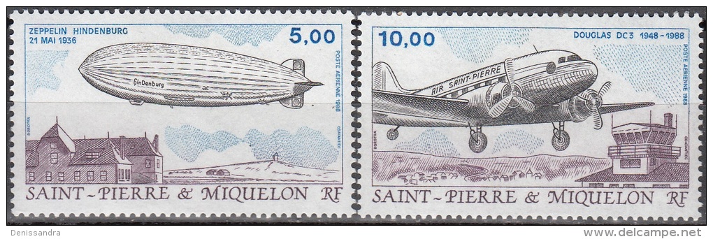 Saint-Pierre Et Miquelon 1988 Yvert Poste Aérienne 66 - 67 Neuf ** Cote (2015) 7.60 Euro Transports Aériens - Ungebraucht