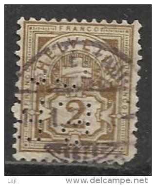 HELVETIA , SUISSE , 2 C , Perforé Perfin : " P.R C° " , 1882 - 1899 , N° Y&T 63 - Perforés