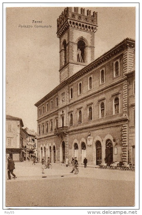 UMBRIA-TERNI VEDUTA PALAZZO COMUNALE ANIMATA - Terni