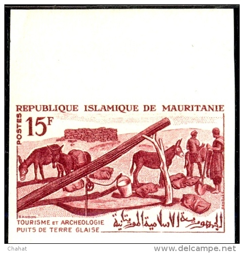 DONKEYS PULLING WATER FROM CLAY WELLS-TOURISM & ARCHAEOLOGY-COMPOSITE COLOR TRIALS PROOF-MAURITANIA-RARE-MNH-DCN-85 - Donkeys