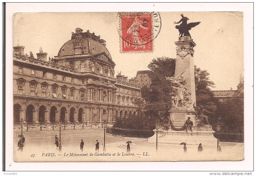 ** 75 : PARIS :le Monument De Gambetta Et Le Louvre - Statue De 1888 Déposée En 1954 - Act Dans Le 20è Arrdt - - Statues