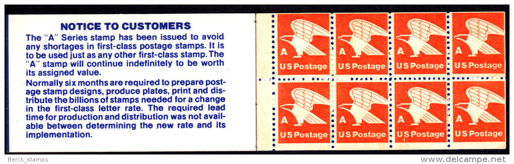 ETATS-UNIS ** - Carnet N°1201a  - Découpage Décalé - 2 Tailles Différentes Des Timbres -  Aigle 1978 - Variétés, Erreurs & Curiosités