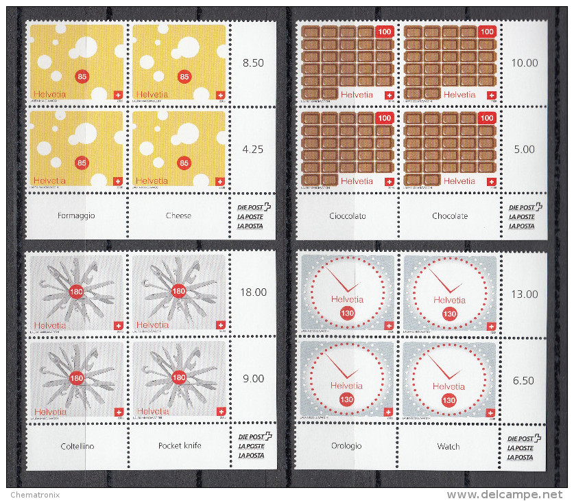 Suiza / Switzerland 2008 - Michel 2073-2076 - Blocks Of 4  ** MNH - Ungebraucht