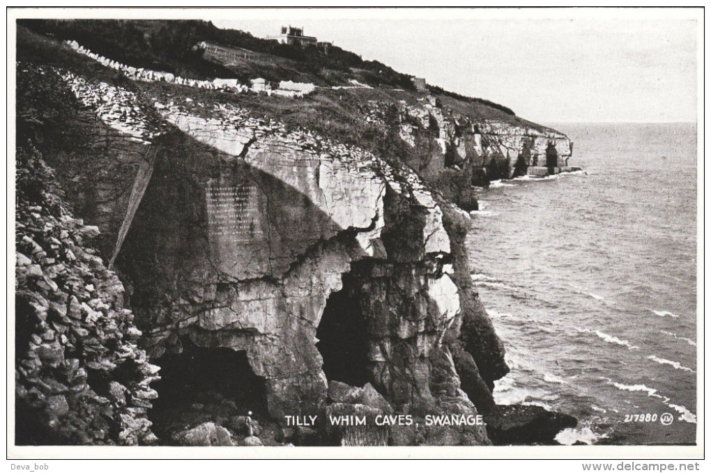 Vintage Postcard Tilly Whim Caves Swanage Valentine's Silveresque Bay Sea Cliffs - Swanage