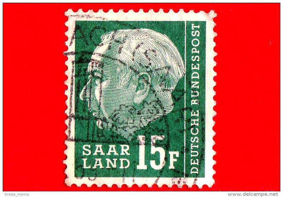 SARRE - SAAR - Usato - 1957 - Presidente T. Heuss - 15 - Gebruikt