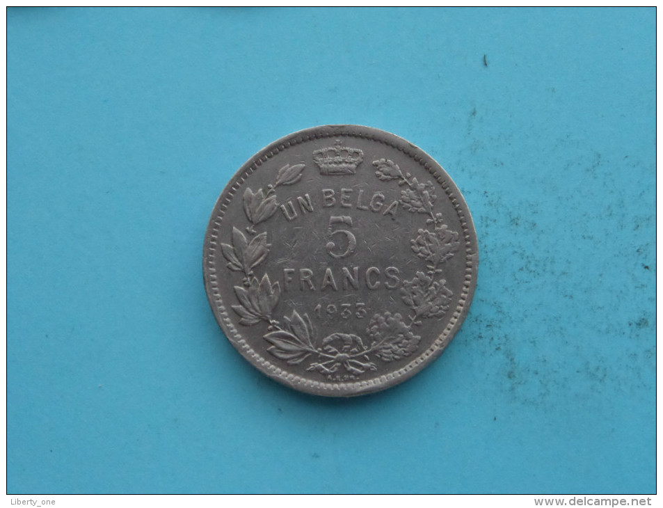 1933 - 5 FRANCS - UN BELGA ( Morin 388a ) ( Uncleaned - For Grade, Please See Photo ) ! - 5 Frank & 1 Belga