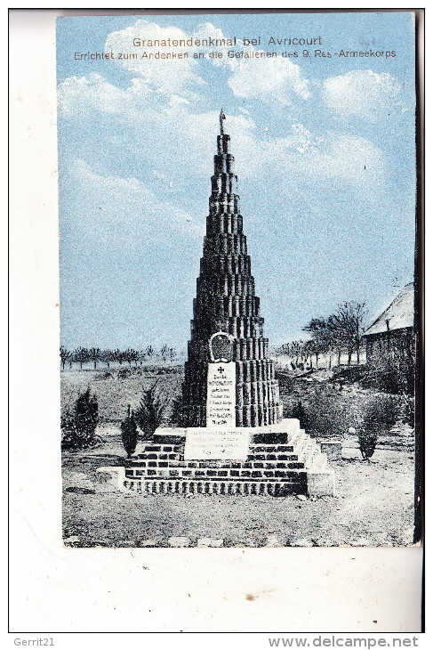 F 57810 AVRICOURT, Militär 1.Weltkrieg, Granatendenkmal, 1916 - Rechicourt Le Chateau