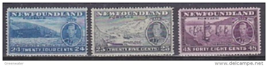 New Foundland 1937 King George VI / Definitives 3v (24,25,48 Cents) ** Mnh (21107) - 1908-1947