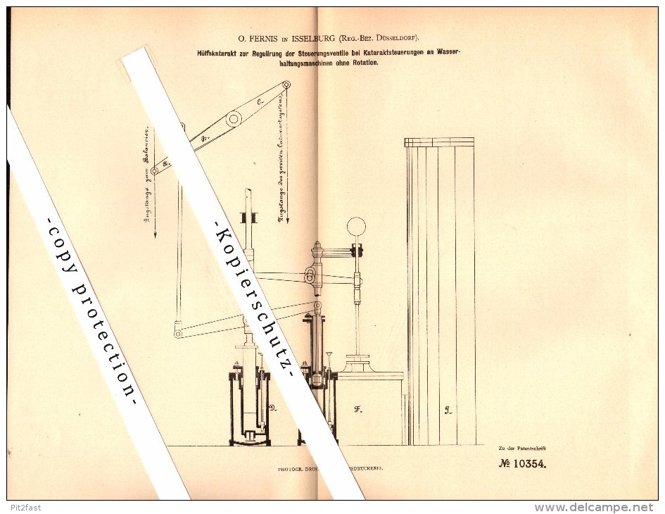 Original Patent - O. Fernis In Isselburg B. Borken , 1880 , Kataraktsteuerung An Dampfmaschinen !!! - Borken