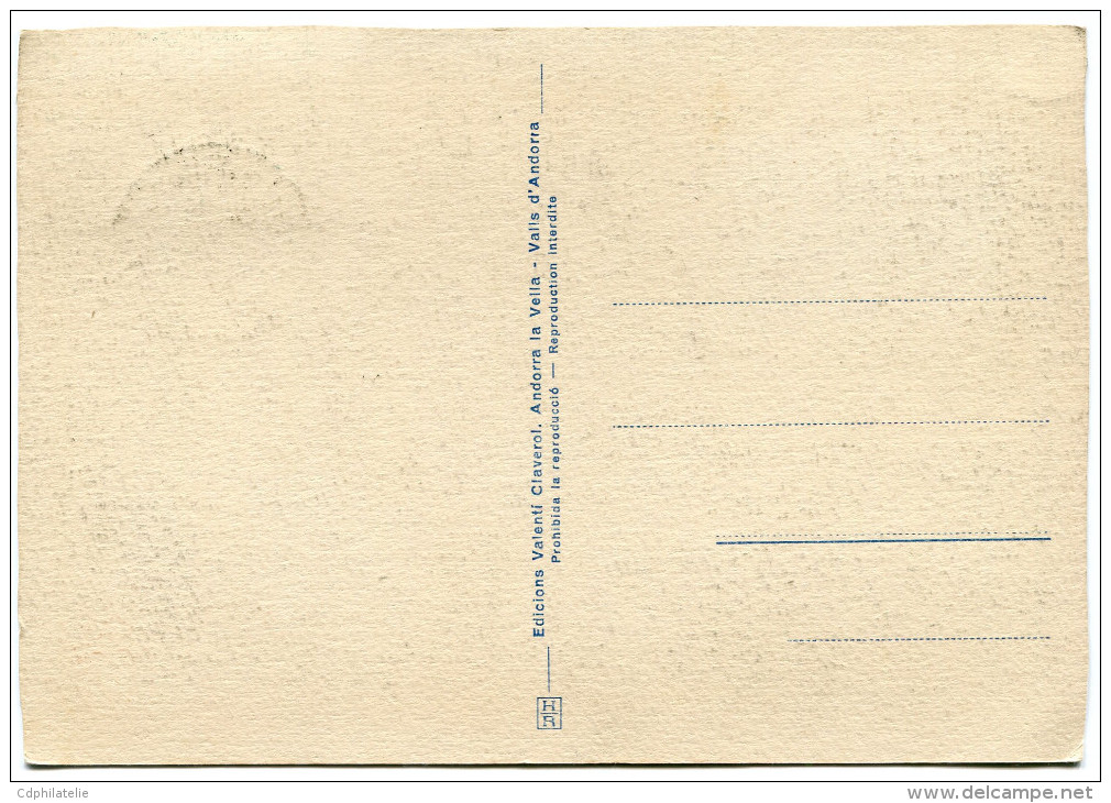 ANDORRE CARTE MAXIMUM DU N°130  12F. ANDORRE LA VIEILLE OBLITERATION 30-4-1948 ANDORRE LA VIEILLE - Cartoline Maximum