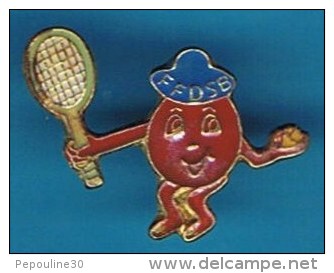 PIN´S //   ** F .F .D .S .B. * BADMINTON * Fédération Française Pour Le Don De Sang Bénévole ** - Badminton