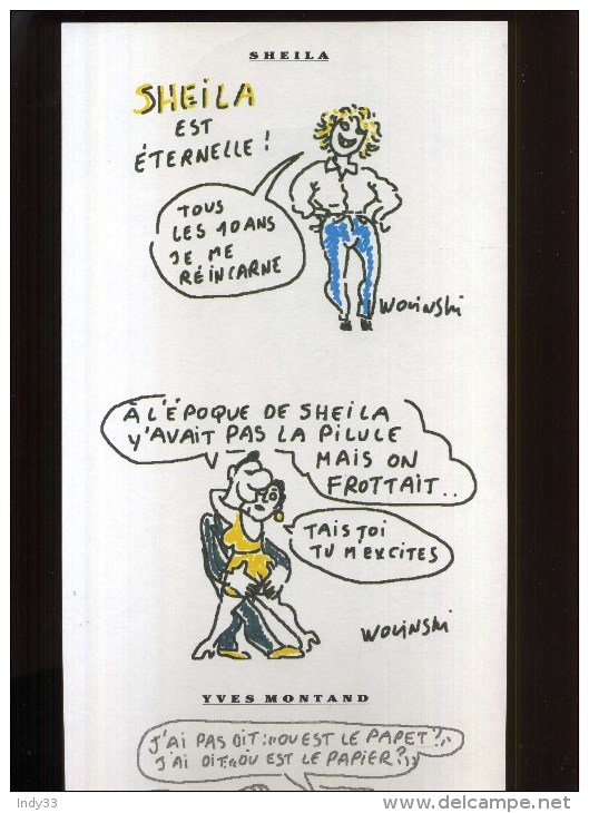 - SHEILA ET MONTAND  PAR  WOLINSKI  . PLANCHE LIBRE D´UN PORTFOLIO CANAL + . 1989 . - Portfolios