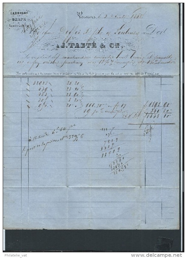 BELGIQUE - LETTRE (avec Texte) DE VERVIERS POUR TOULOUSE EN 1868    A VOIR  LOT P3620 - 1865-1866 Profile Left
