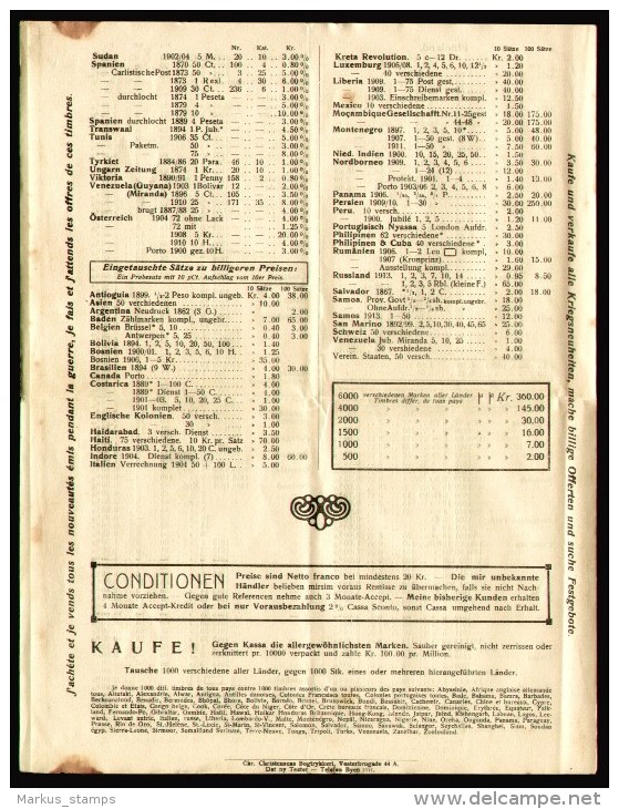 1916 V. Walter Briefmarken-Börse Copenhagen Scandinavian Philatelic Magazine, The Stamp Exchange, La Bourse Des Timbres - Otros & Sin Clasificación