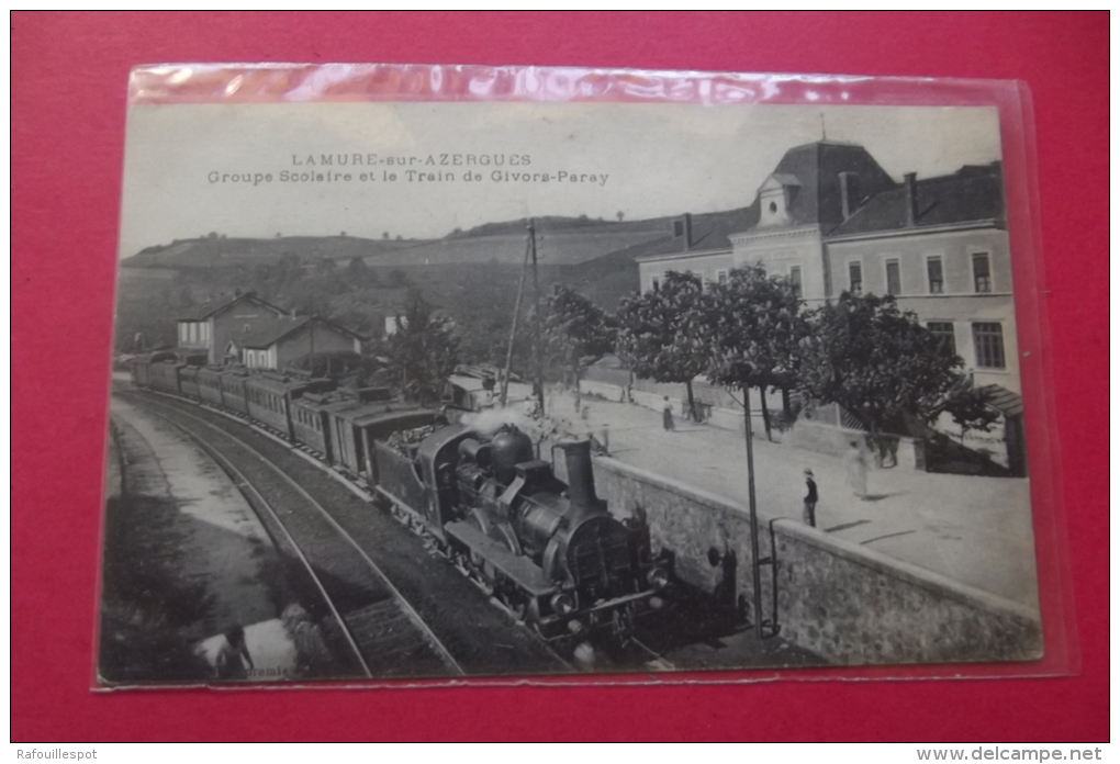 C P Lamure Sur Azergues Groupe Scolaire Et Le Train De Givors Paray - Lamure Sur Azergues