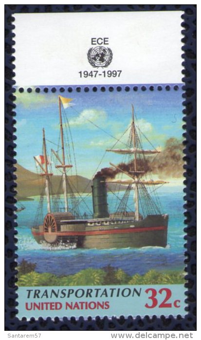 Nations Unies 1997 ONU Neuf Steam Sailing Ship Bateau à Vapeur Et Voilier Bord De Feuille - Neufs