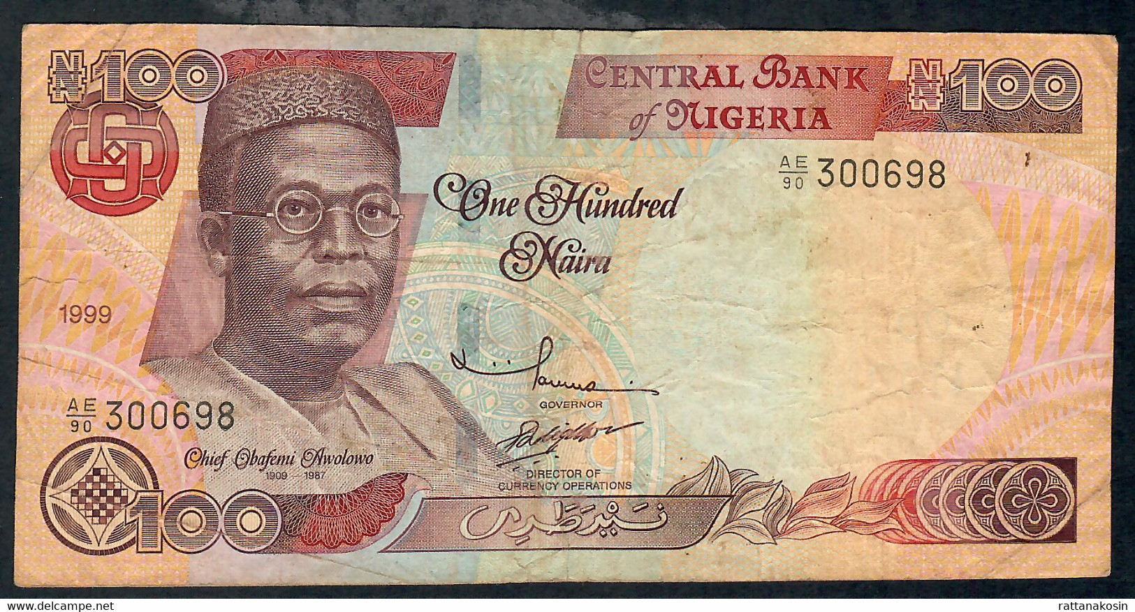 NIGERIA  P28b  100  NAIRA 1999  #AE/90   VF NO P.h. - Nigeria