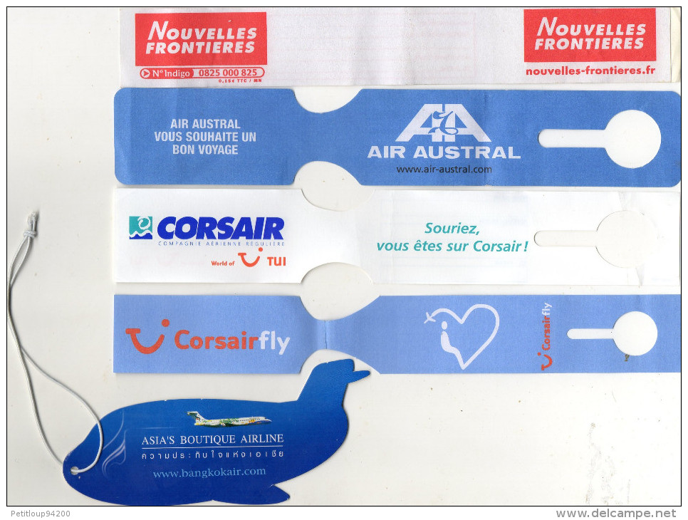 10 ETIQUETTES A BAGAGES *Nouvelles Frontieres*Corsair*Air Austral*Bangkok Airways *KLM *Star Alliance *Air Europa*United - Étiquettes à Bagages